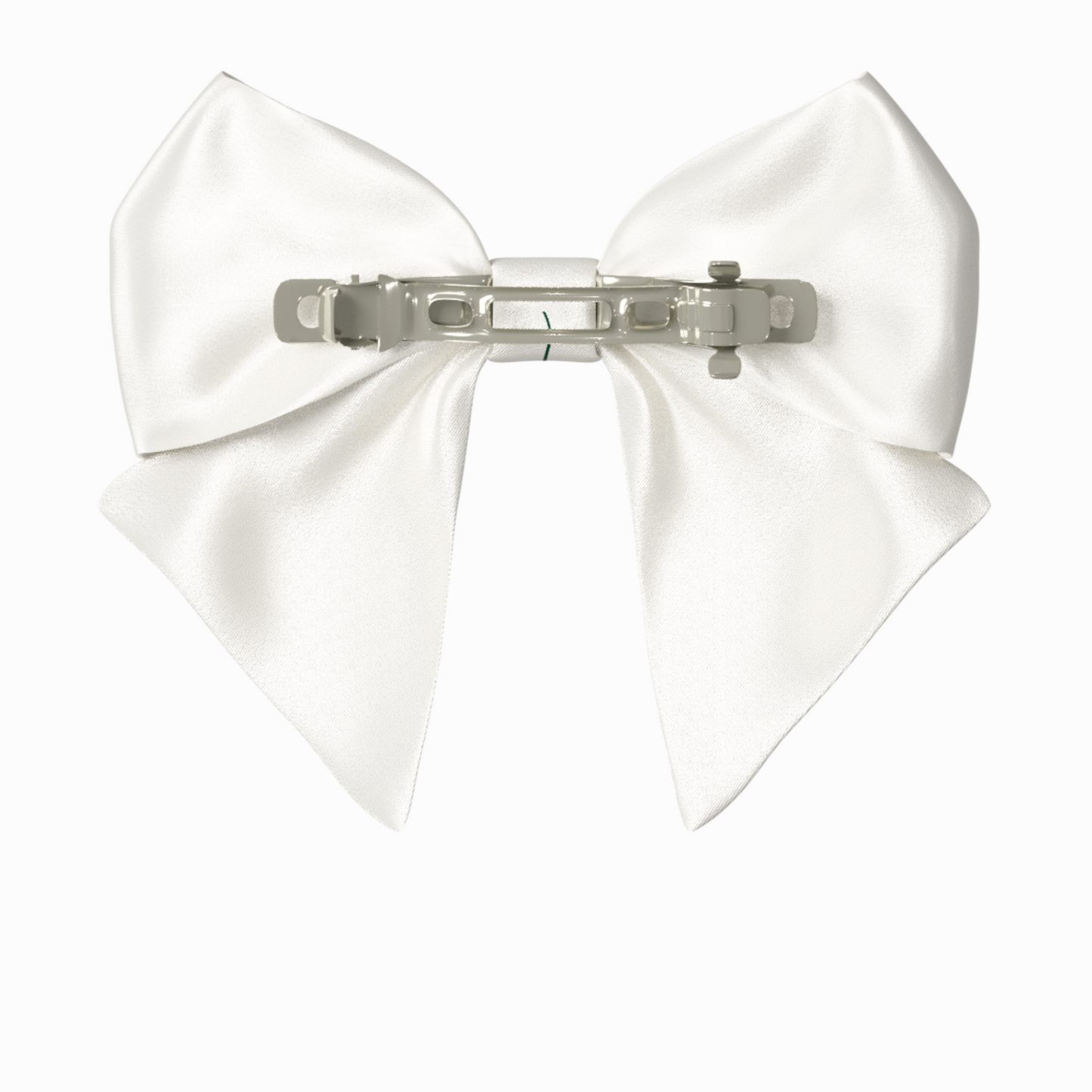 White Hair Bow clip with Roses and Pearls