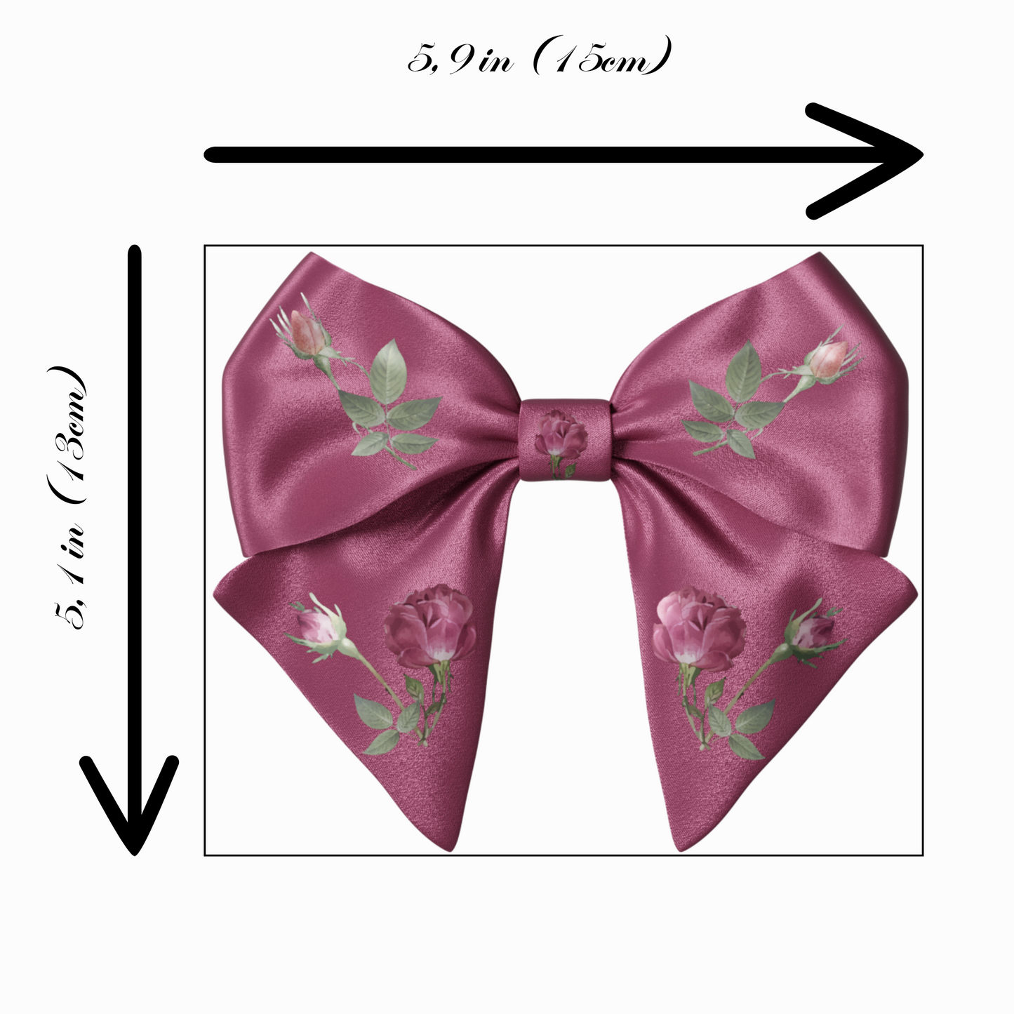 Red Bow hair clip. Floral collection