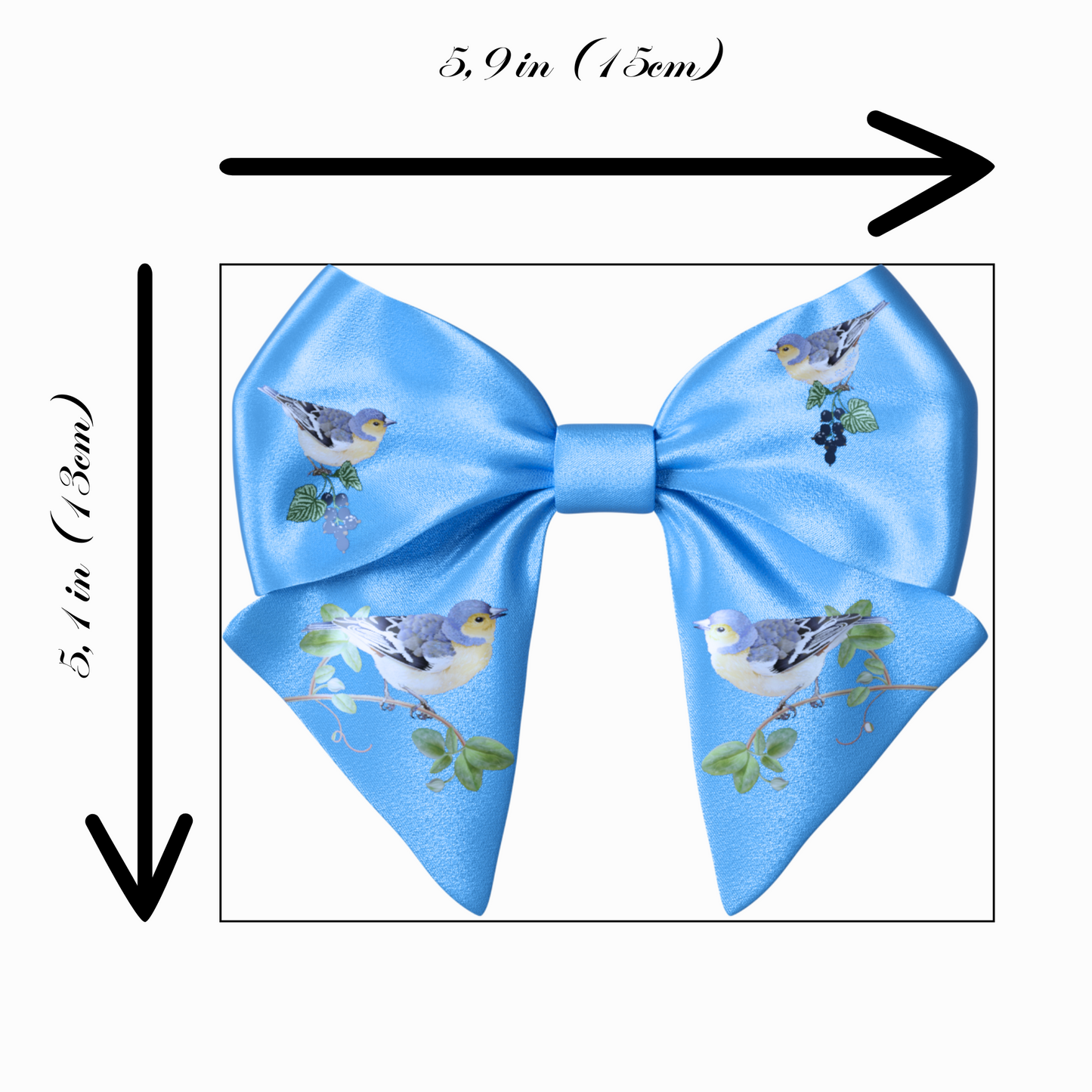 Blue Bow hair clip. Floral collection