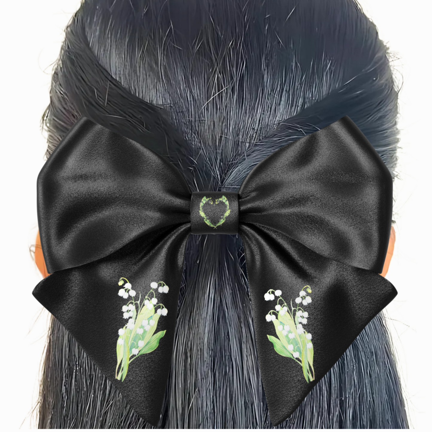 Black Bow hair clip. Floral collection
