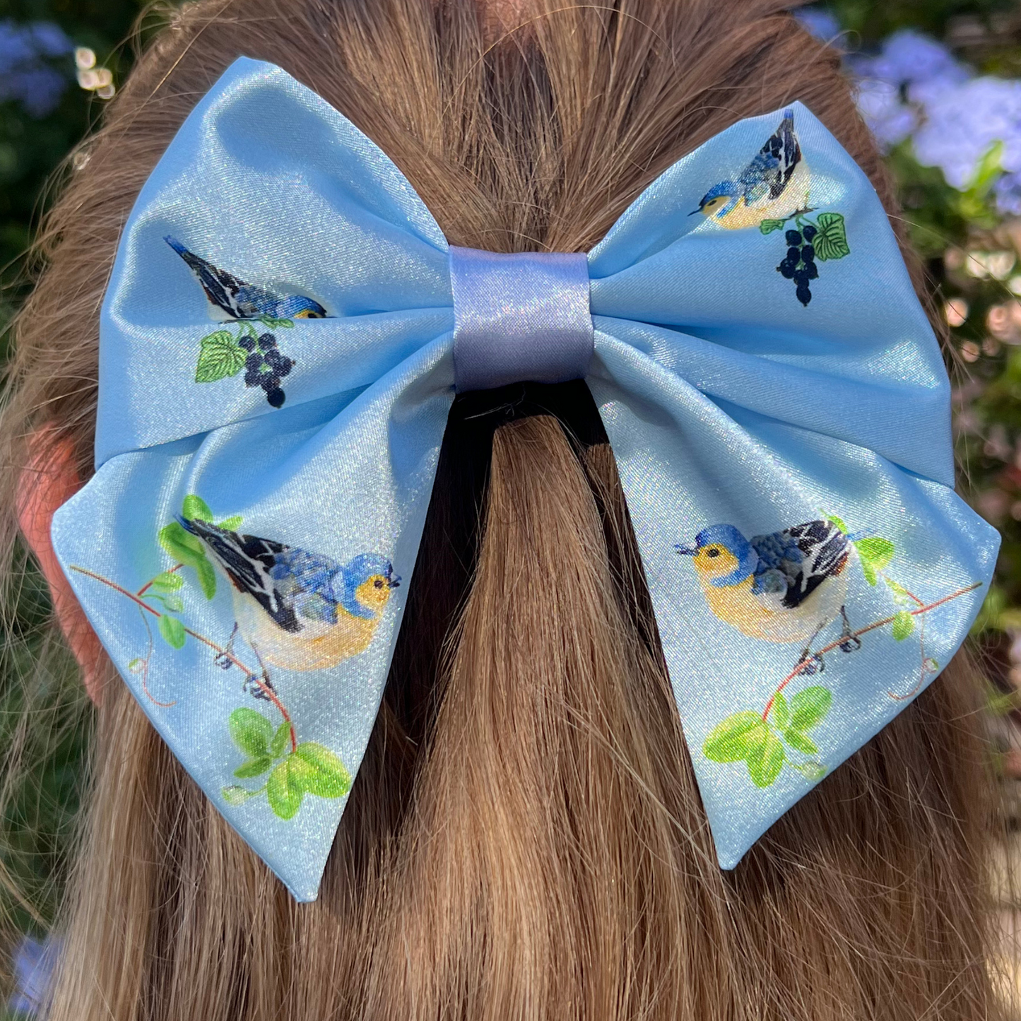 Blue Bow hair clip. Floral collection