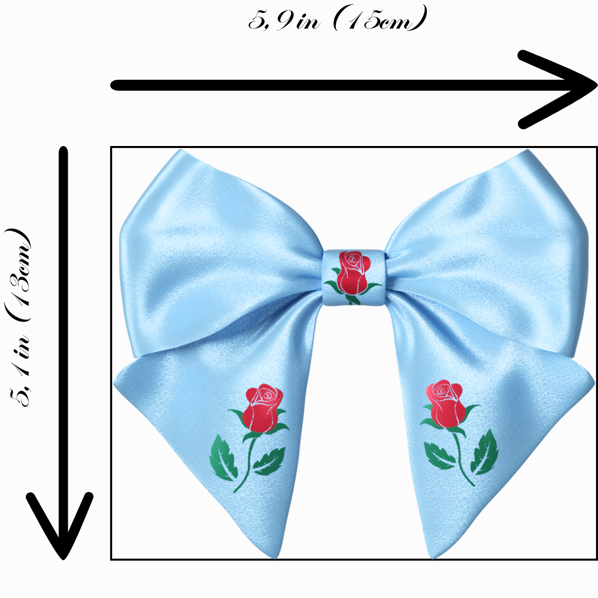 Blue Hair Bow clip with Roses and Pearls