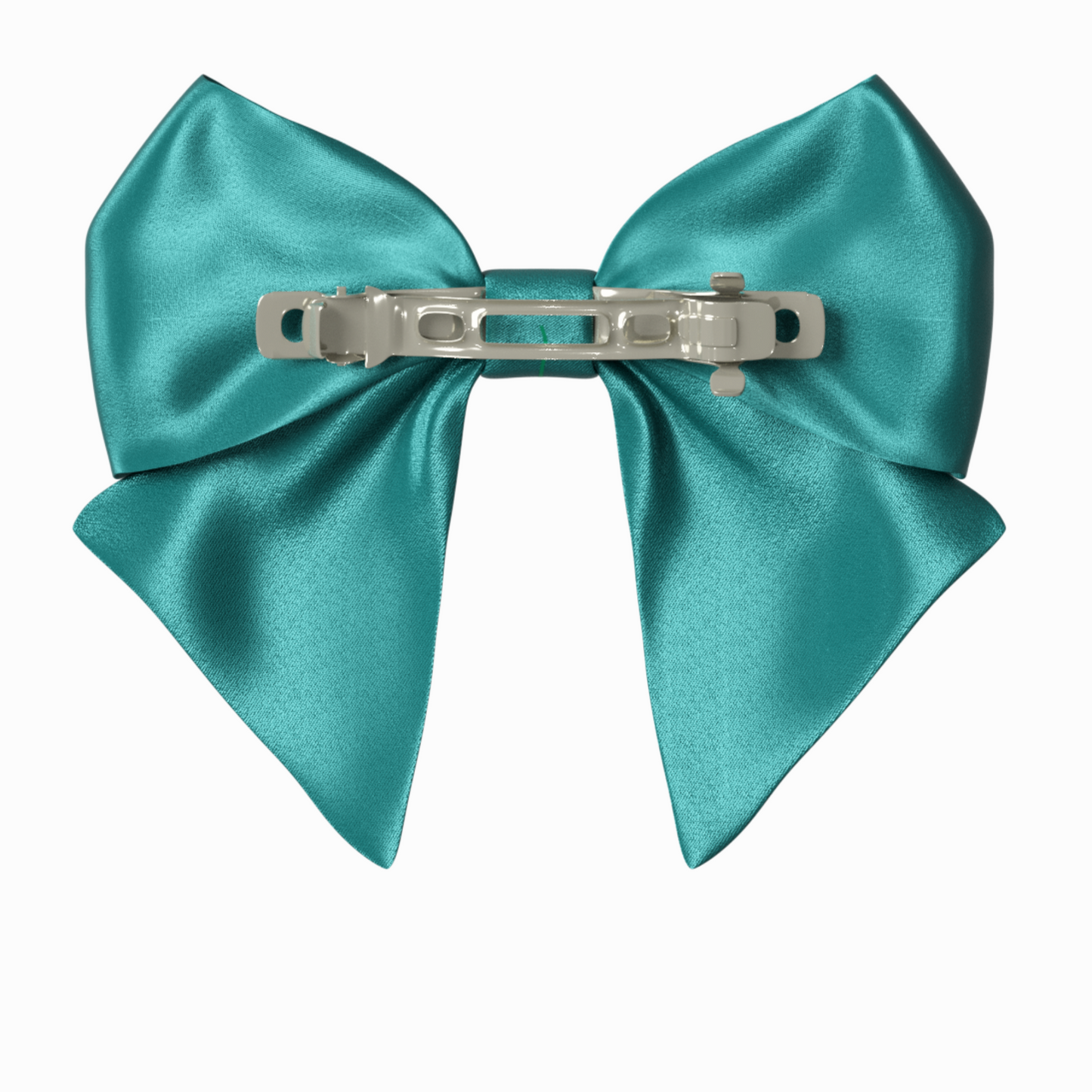 Green Hair Bow clip with Roses and Pearls