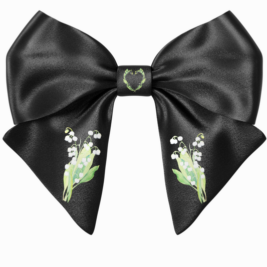 Black Bow hair clip. Floral collection
