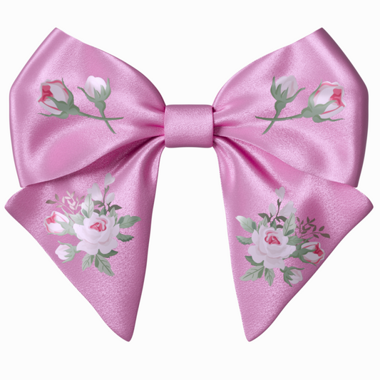 Pink Bow hair clip. Floral collection