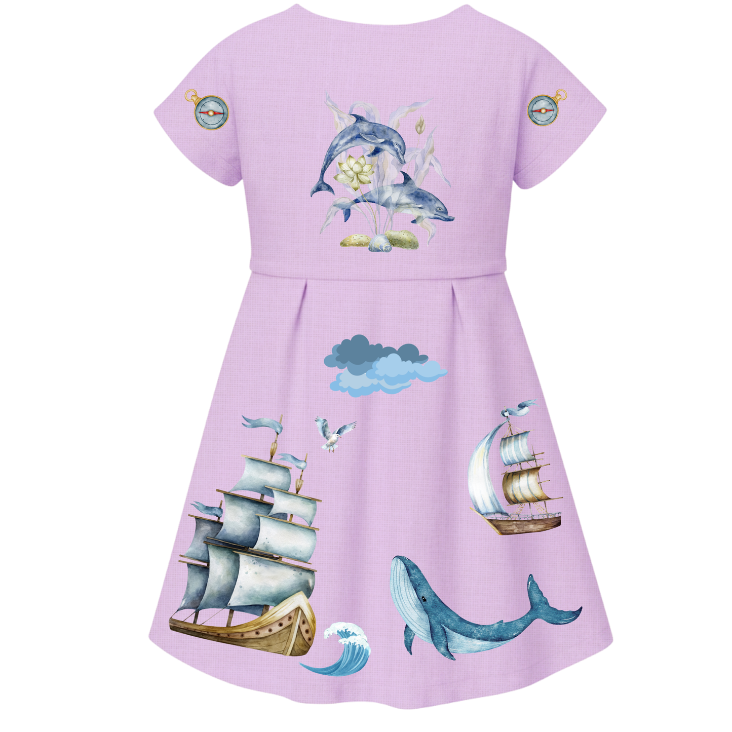 Abito in lino bambina VIADALINNO — stile marino con ricami