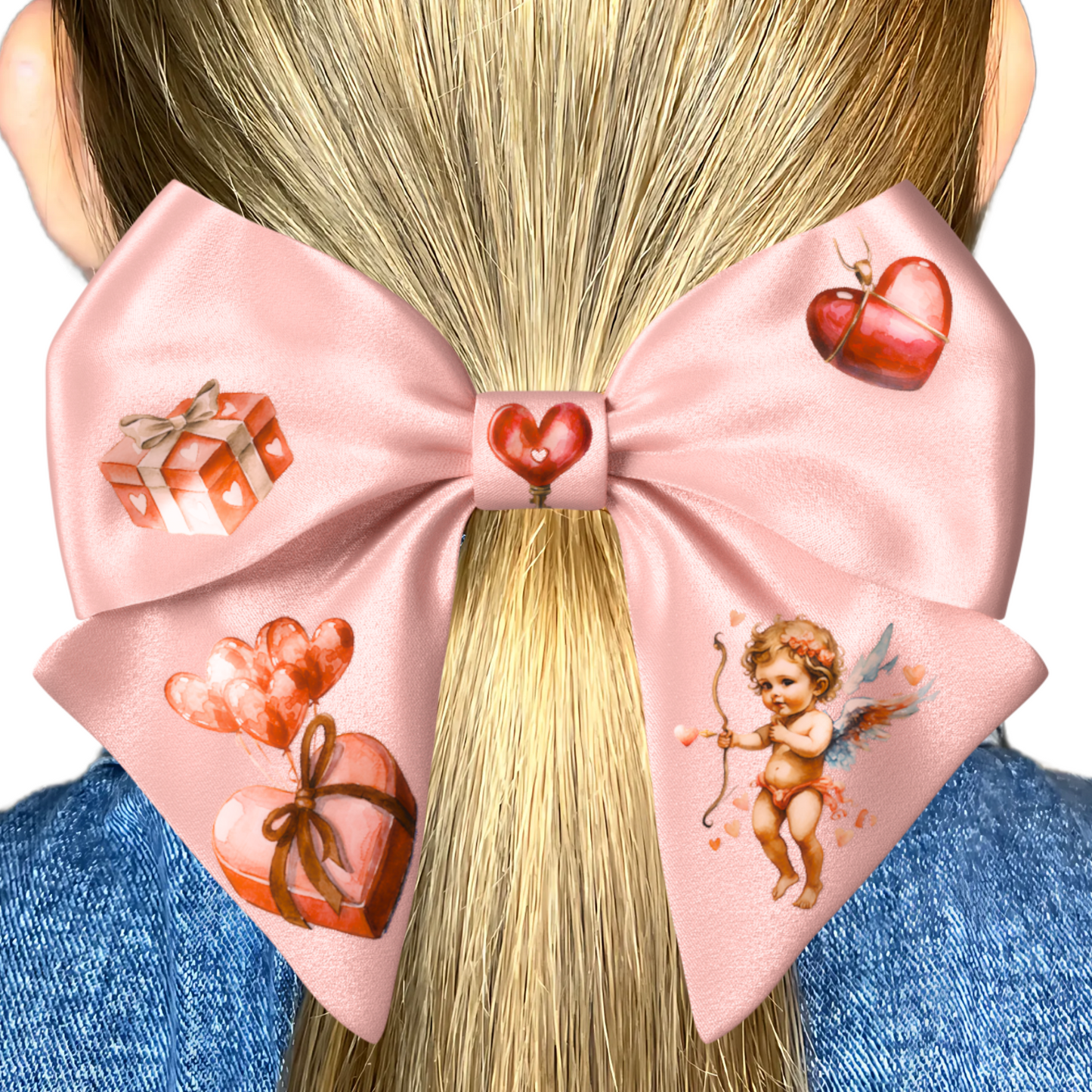 Pink Bow hair clip. Valentine's Day collection