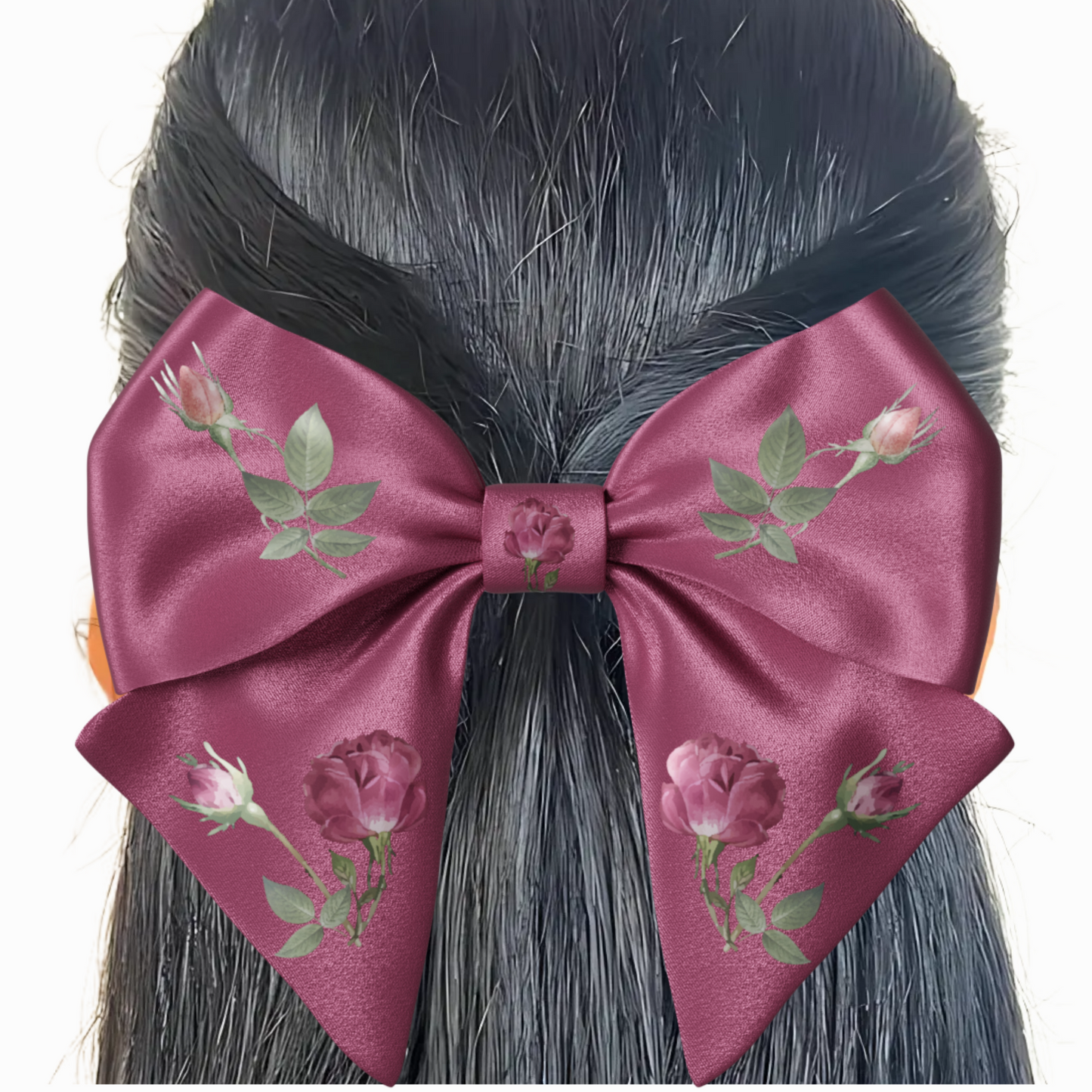 Red Bow hair clip. Floral collection
