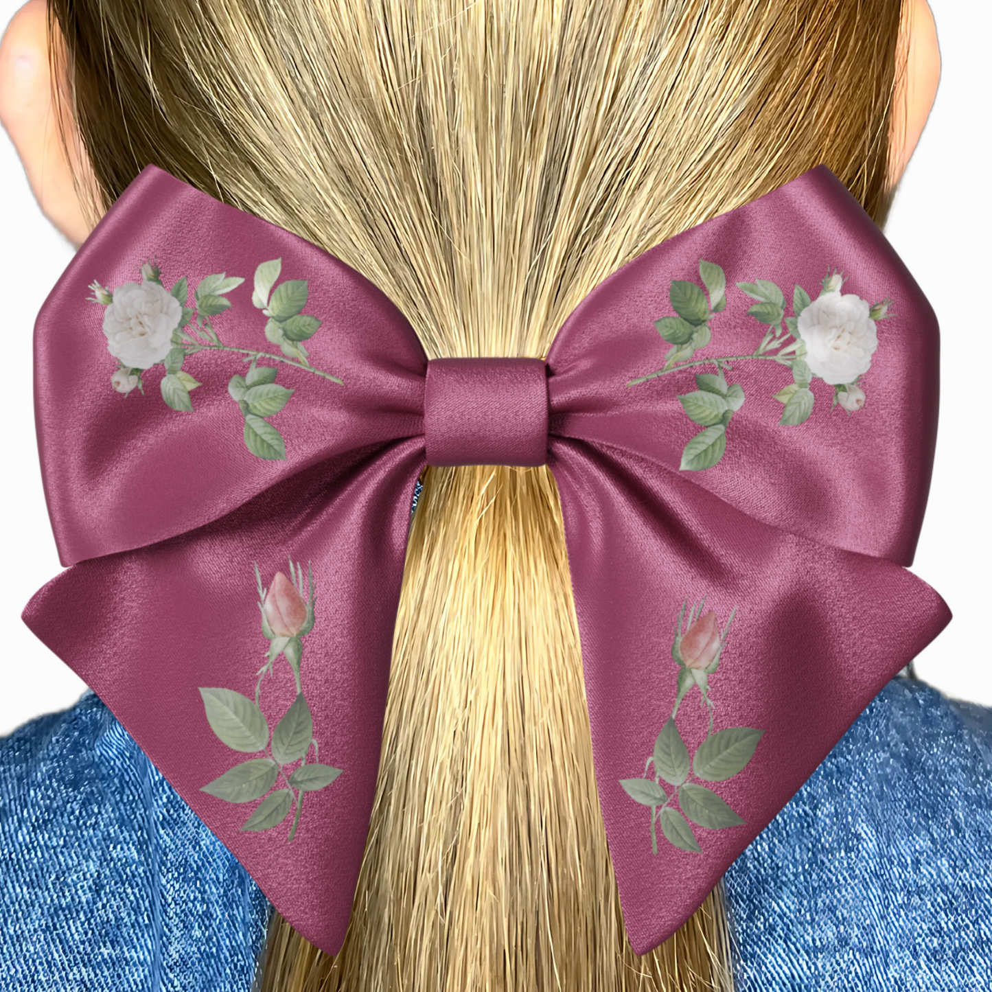 Red Bow hair clip. Floral collection
