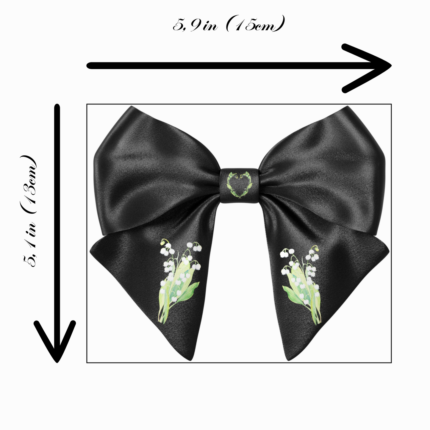 Black Bow hair clip. Floral collection