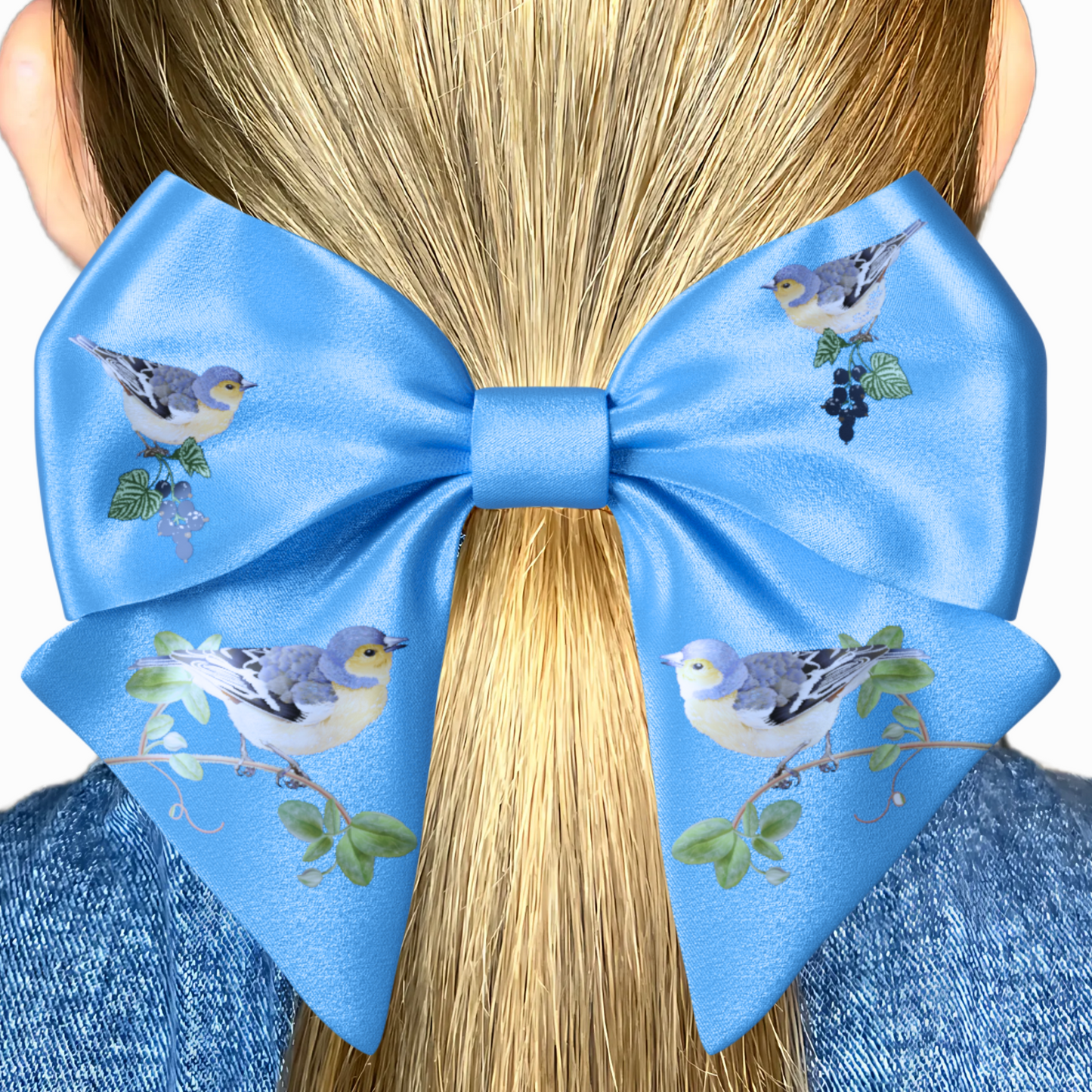 Blue Bow hair clip. Floral collection