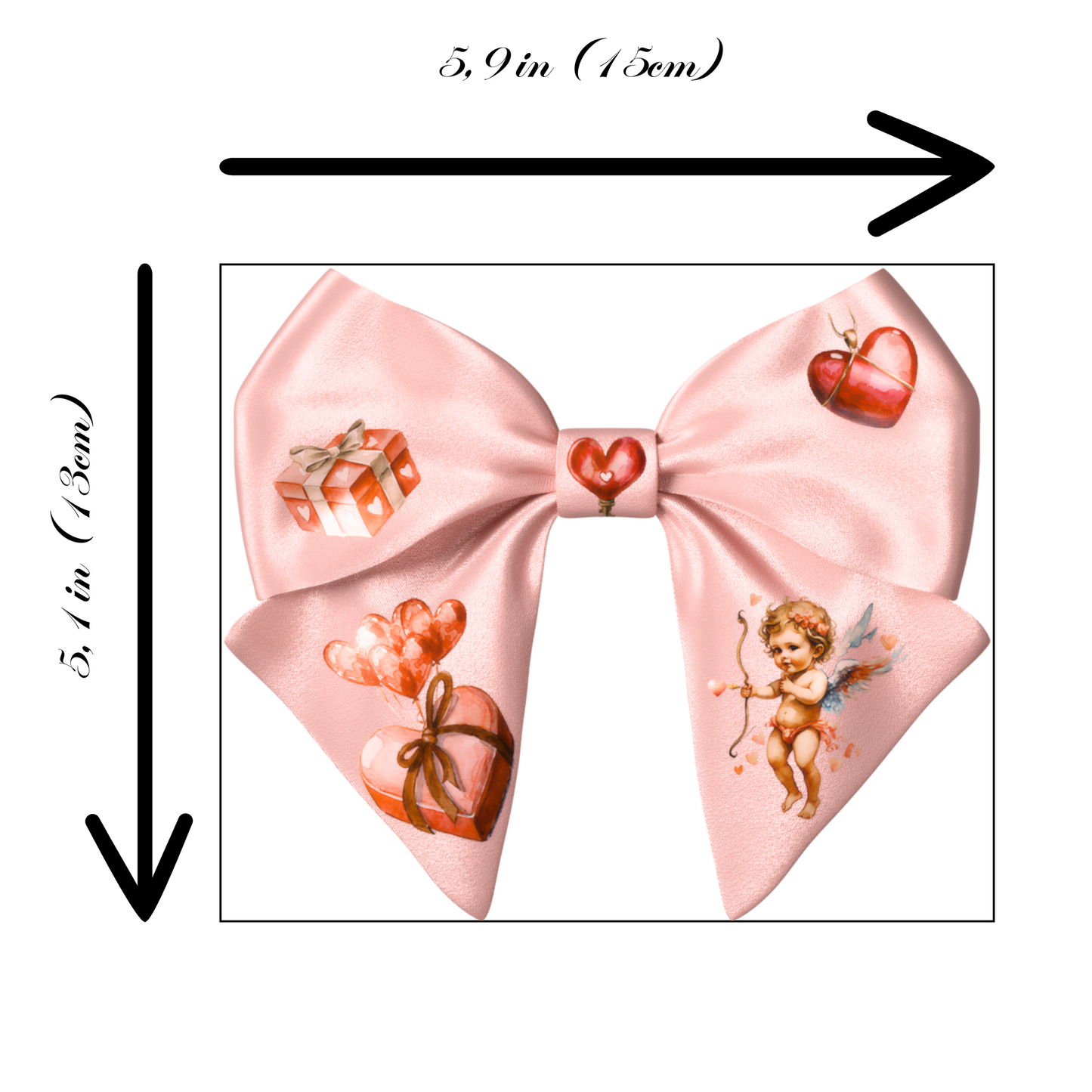 Pink Bow hair clip. Valentine's Day collection