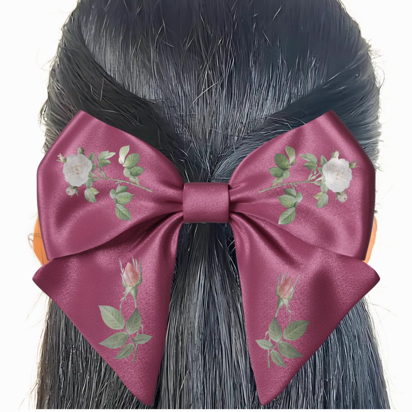 Red Bow hair clip. Floral collection