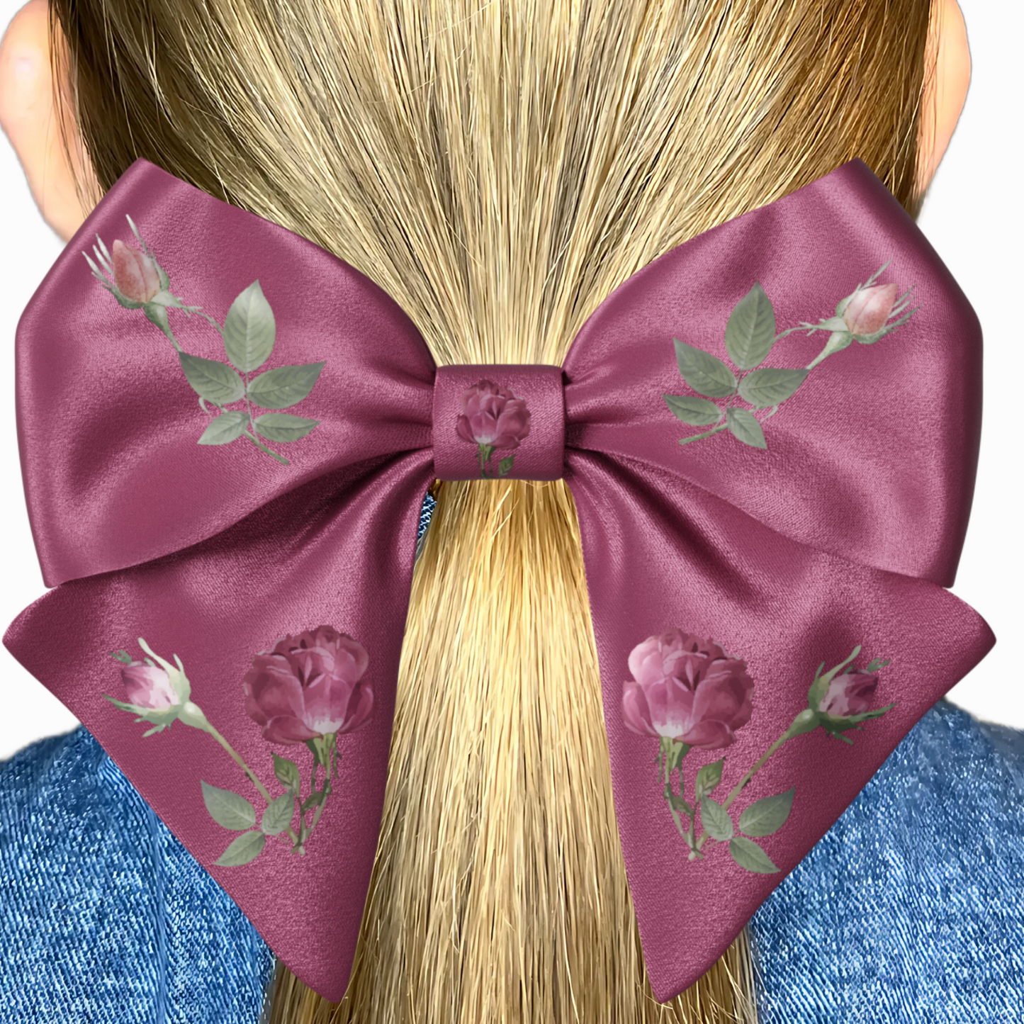 Red Bow hair clip. Floral collection