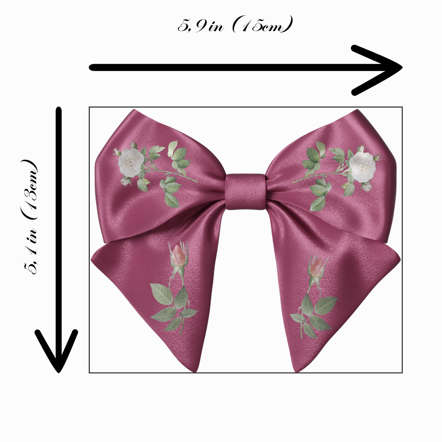 Red Bow hair clip. Floral collection