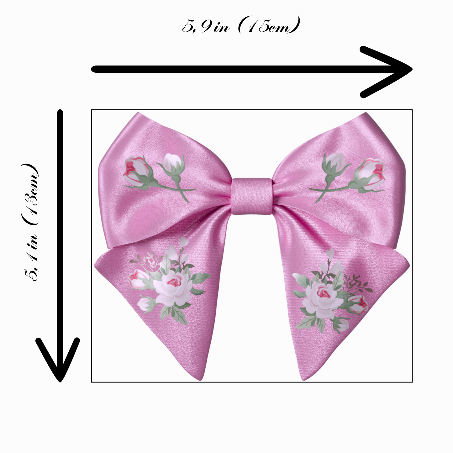Pink Bow hair clip. Floral collection