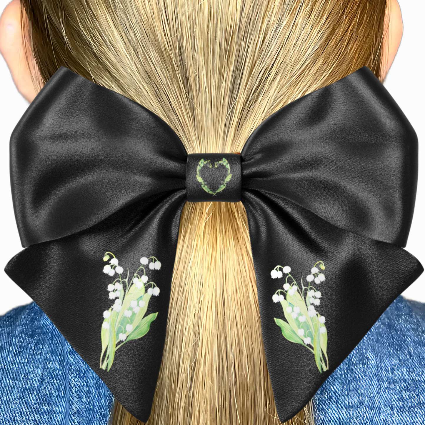 Black Bow hair clip. Floral collection