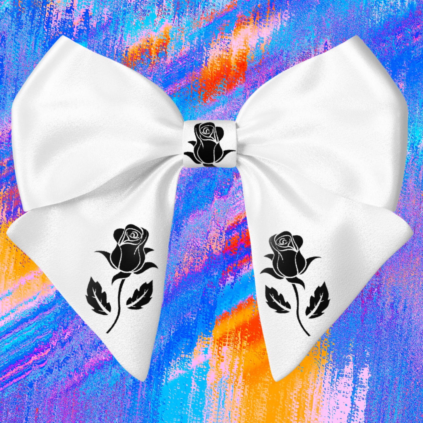 White Hair Bow clip with Roses and Pearls