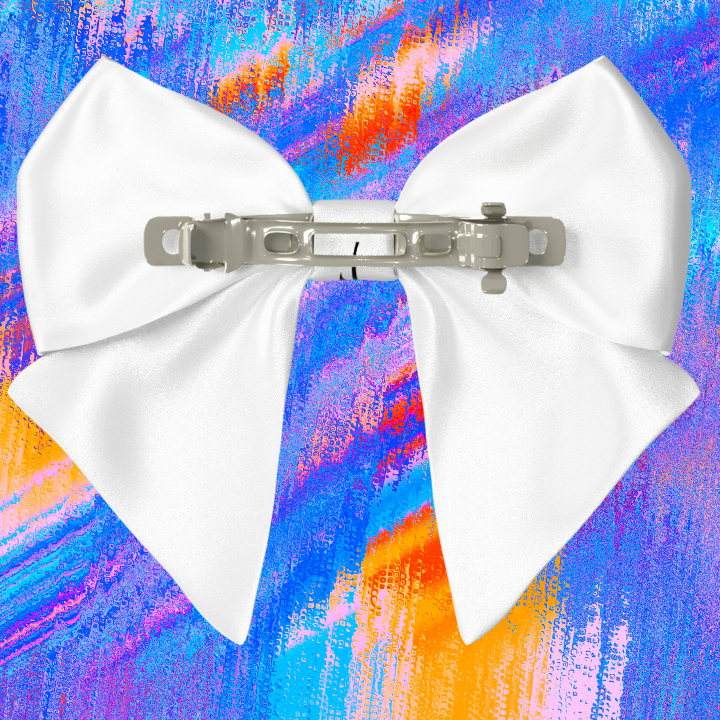 White Hair Bow clip with Roses and Pearls