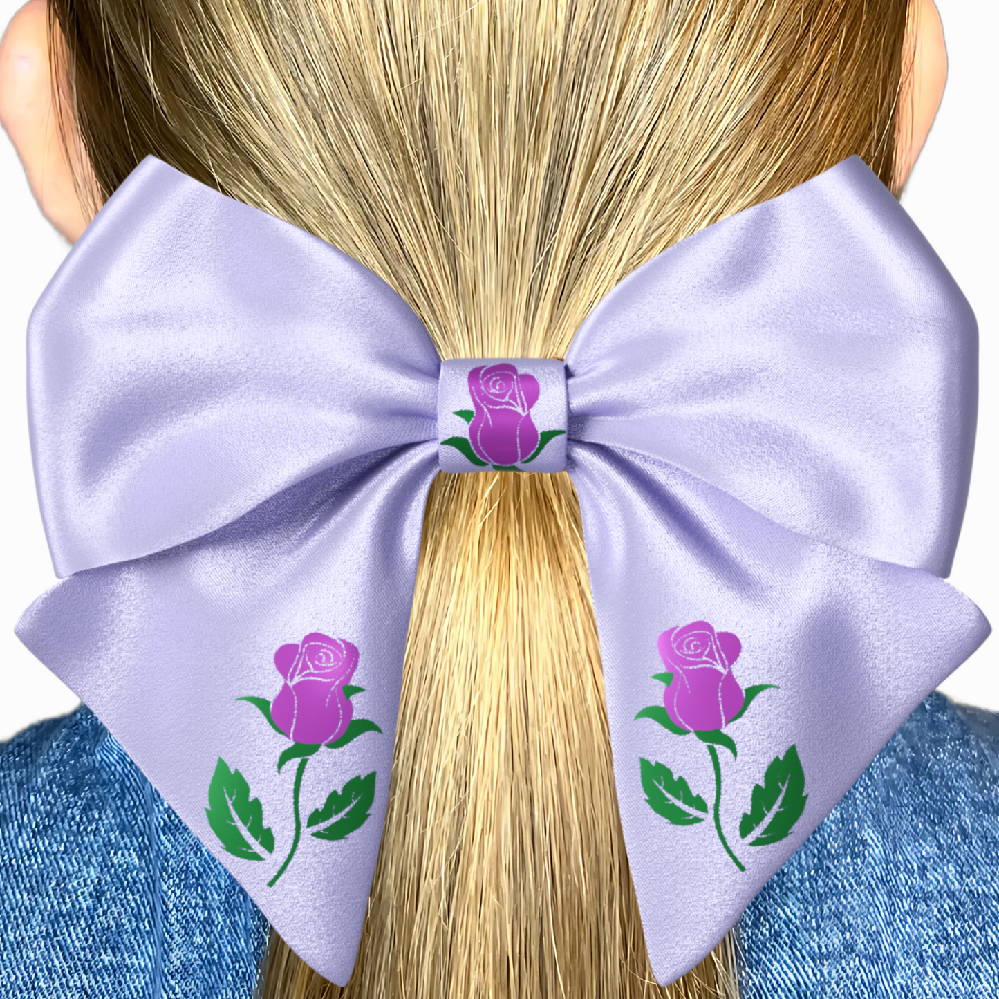 Purple Hair Bow clip with Roses and Pearls