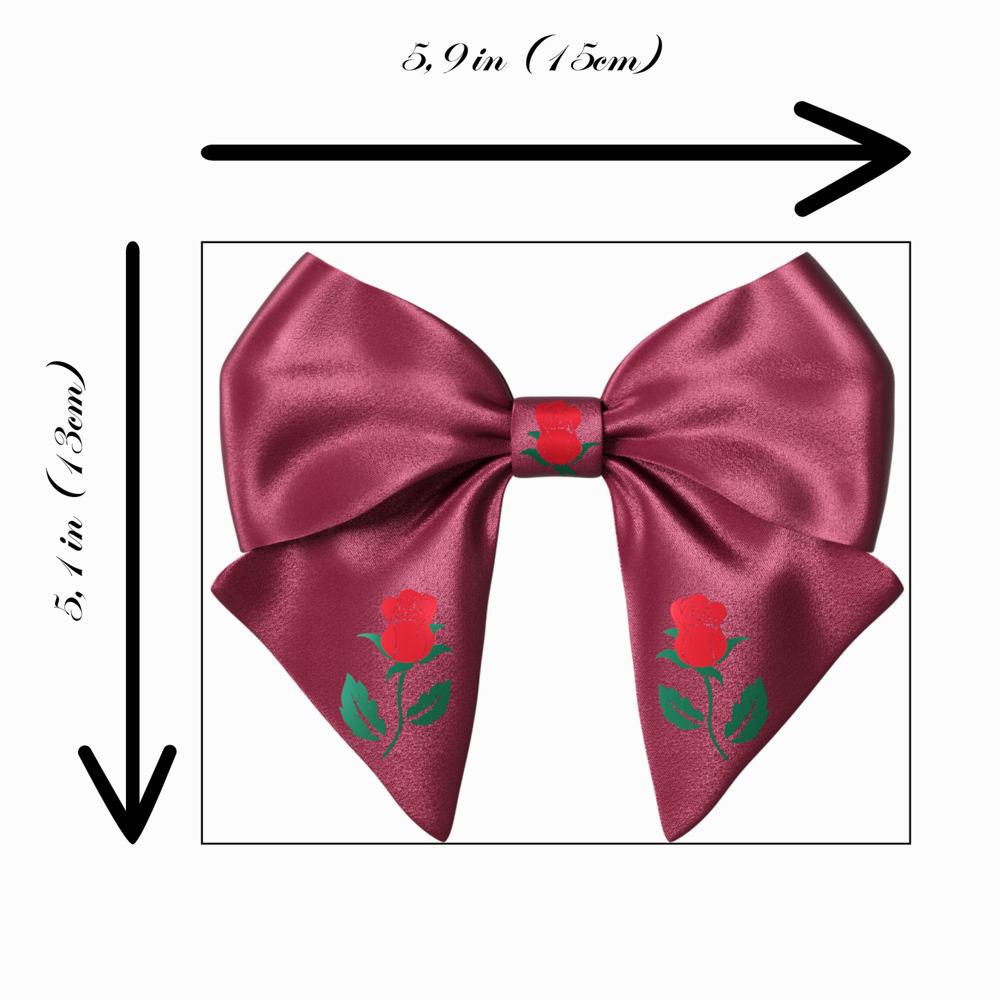 Reddish brown Hair Bow clip with Roses and Pearls