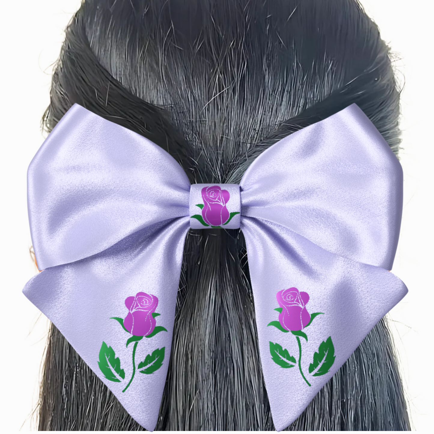 Purple Hair Bow clip with Roses and Pearls