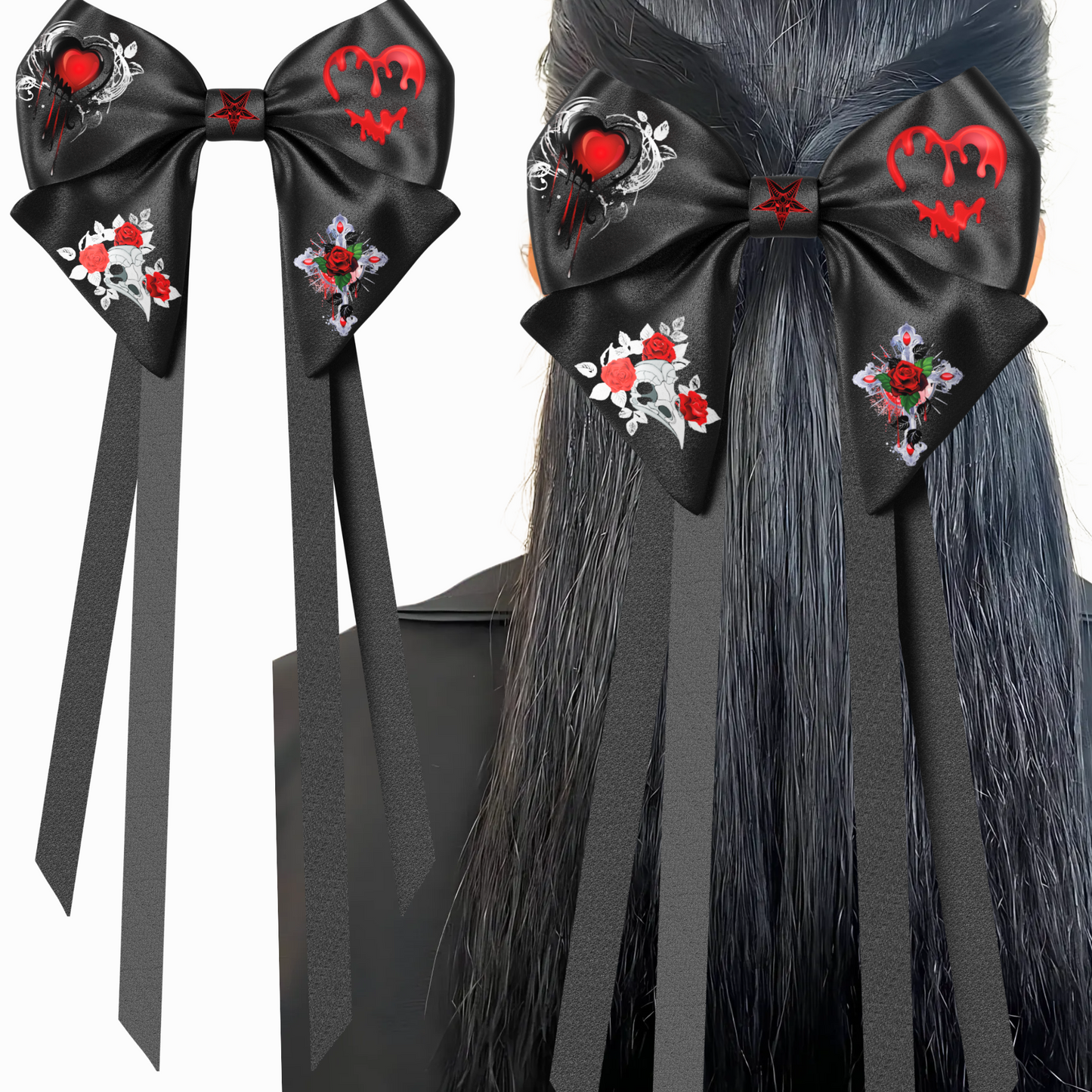 Bow hair clip Ribbons. Gothic style