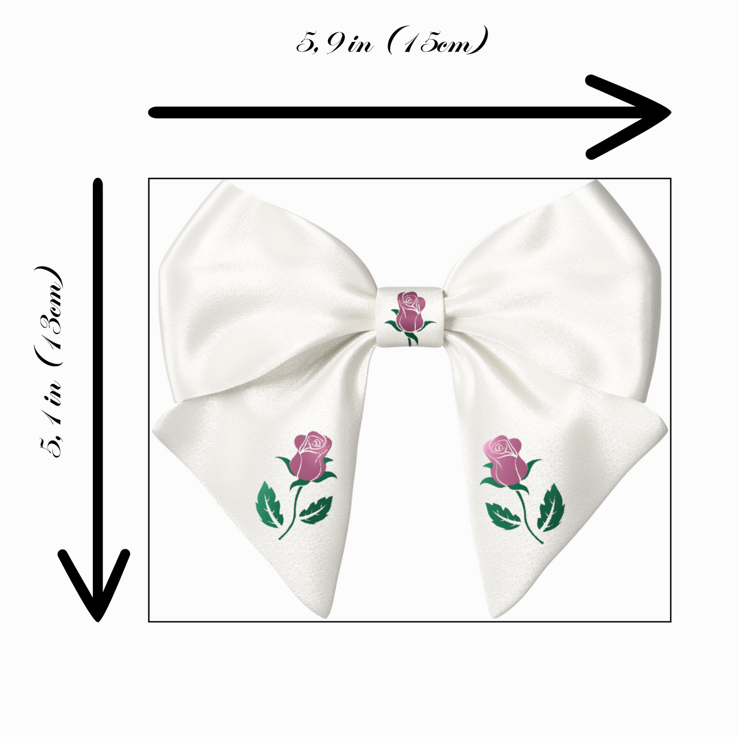White Hair Bow clip with Roses and Pearls