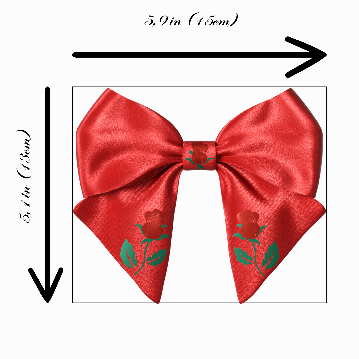 Red Hair Bow clip with Roses and Pearls