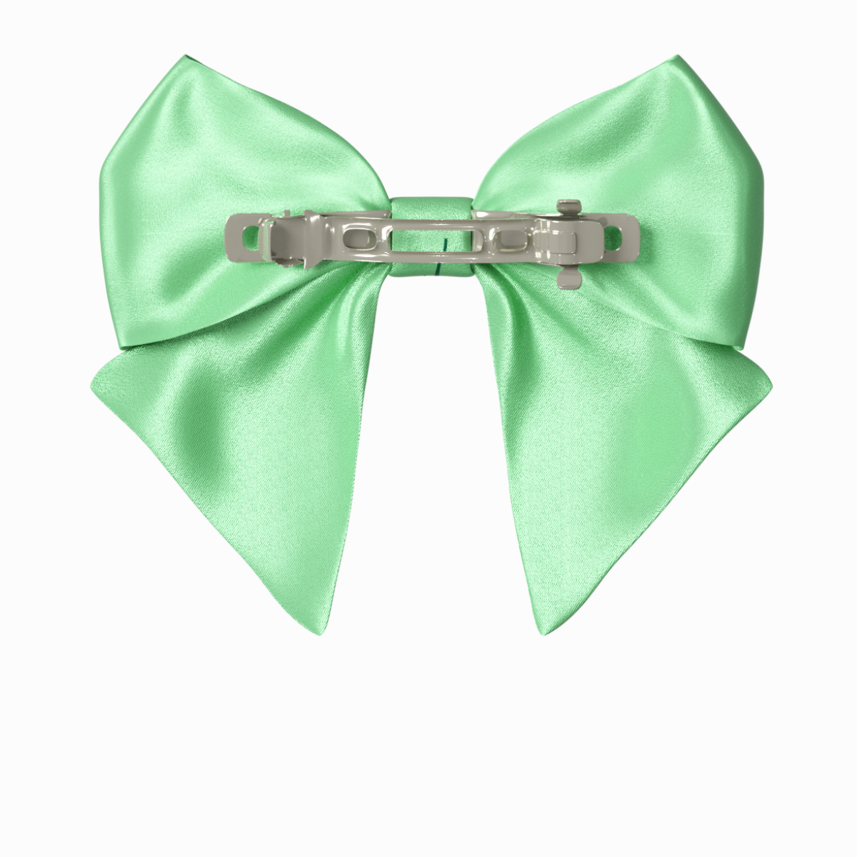 Green Hair Bow clip with Roses and Pearls